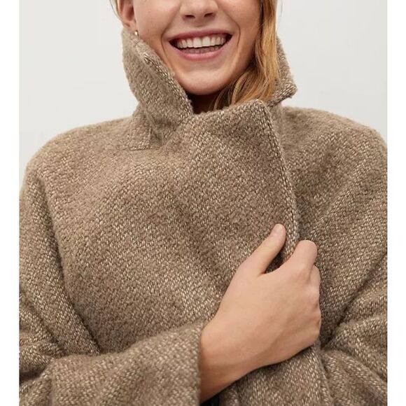 MANGO Women's Textured Wrap Coat Size X-Large - Picture 3 of 14